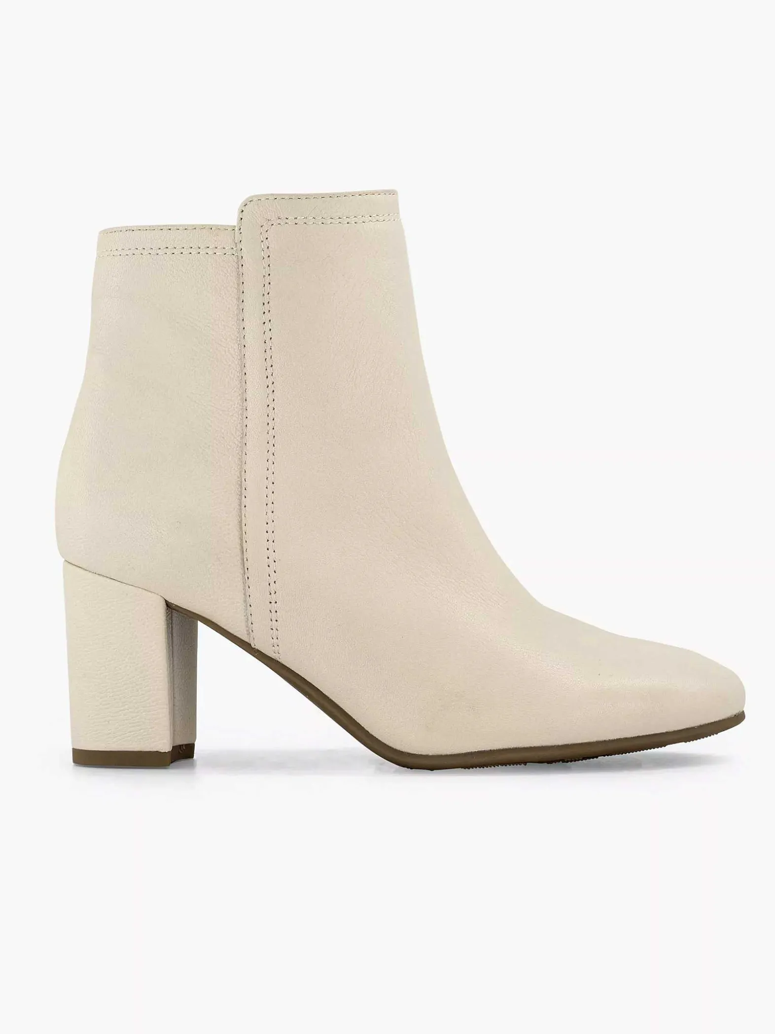 5th Avenue Creme Leren Enkellaars-Dames Enkellaarzen & Boots
