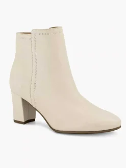 5th Avenue Creme Leren Enkellaars-Dames Enkellaarzen & Boots