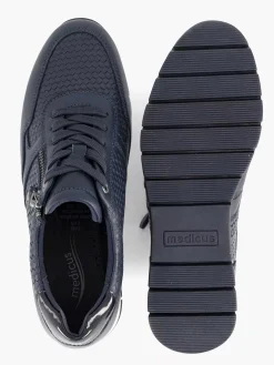 Medicus Donkerblauwe Leren Comfort Sneaker-Dames Sneakers