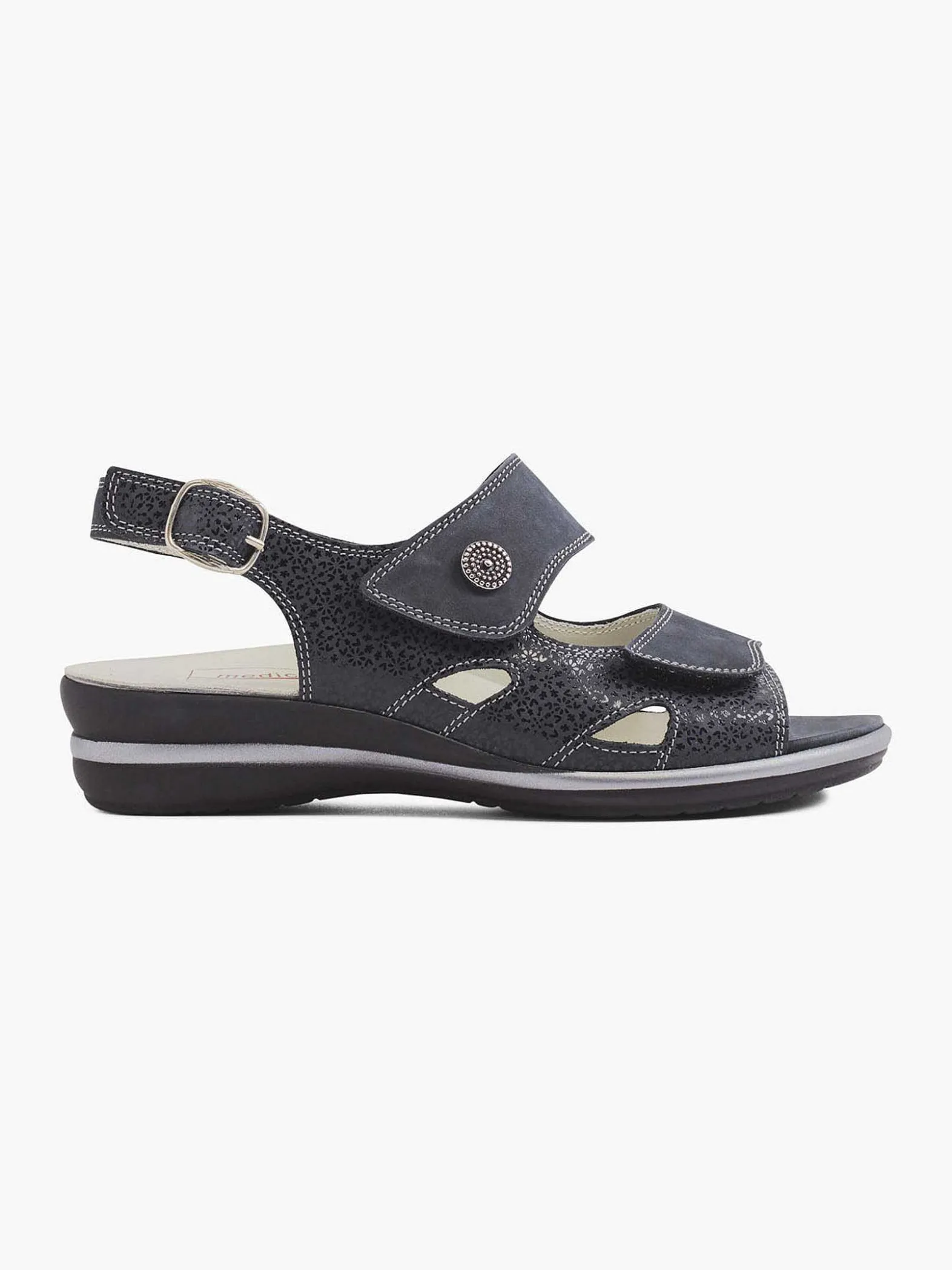 Medicus Donkerblauwe Leren Sandaal-Dames Comfort Schoenen