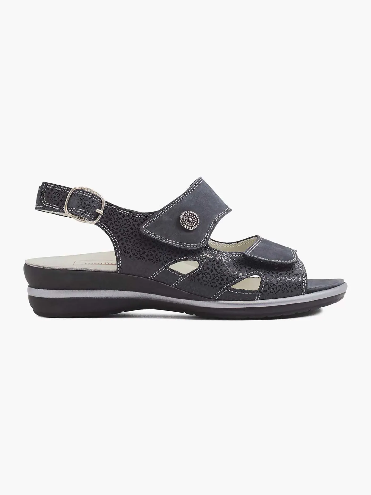 Medicus Donkerblauwe Leren Sandaal-Dames Comfort Schoenen
