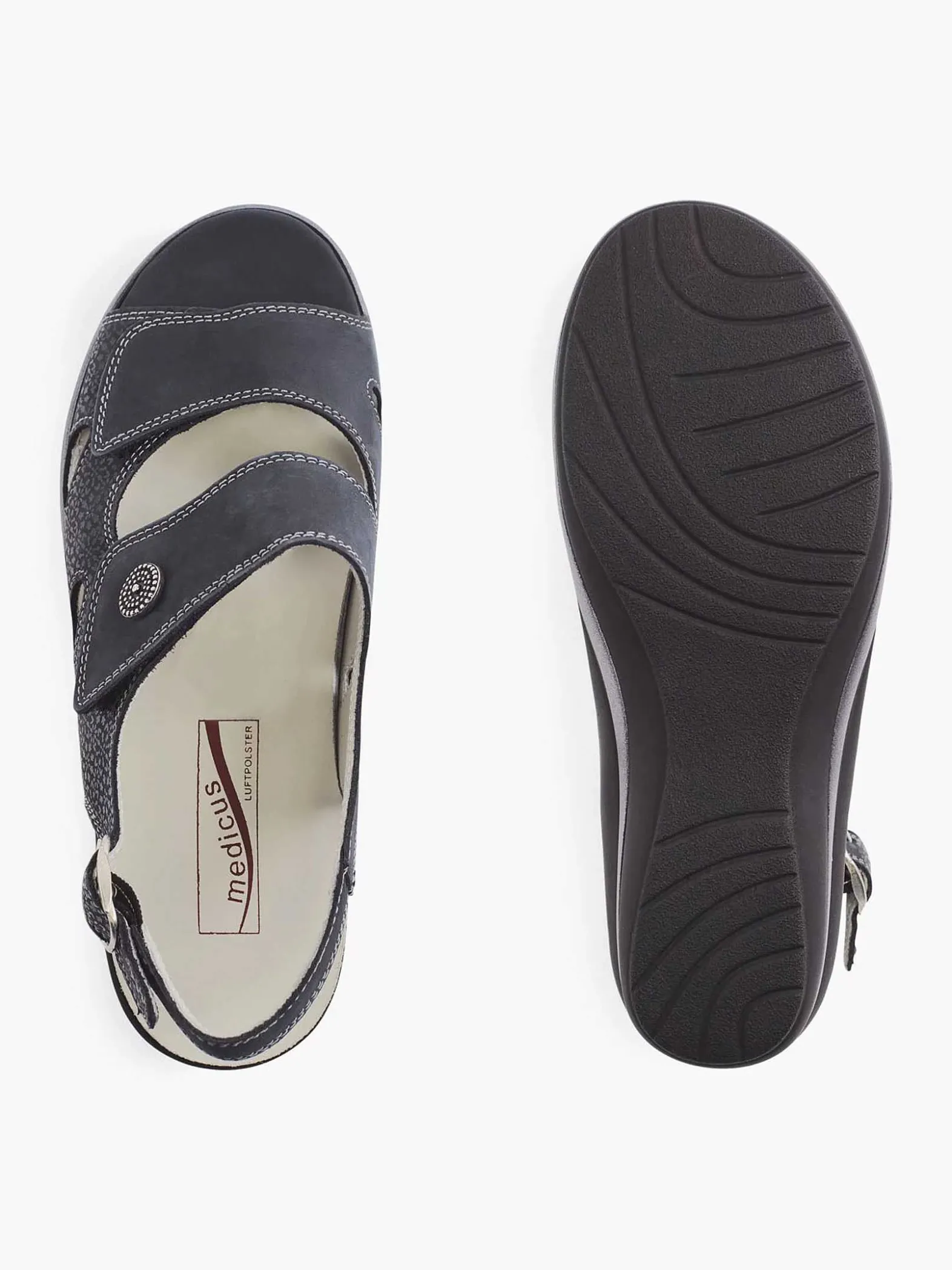Medicus Donkerblauwe Leren Sandaal-Dames Comfort Schoenen