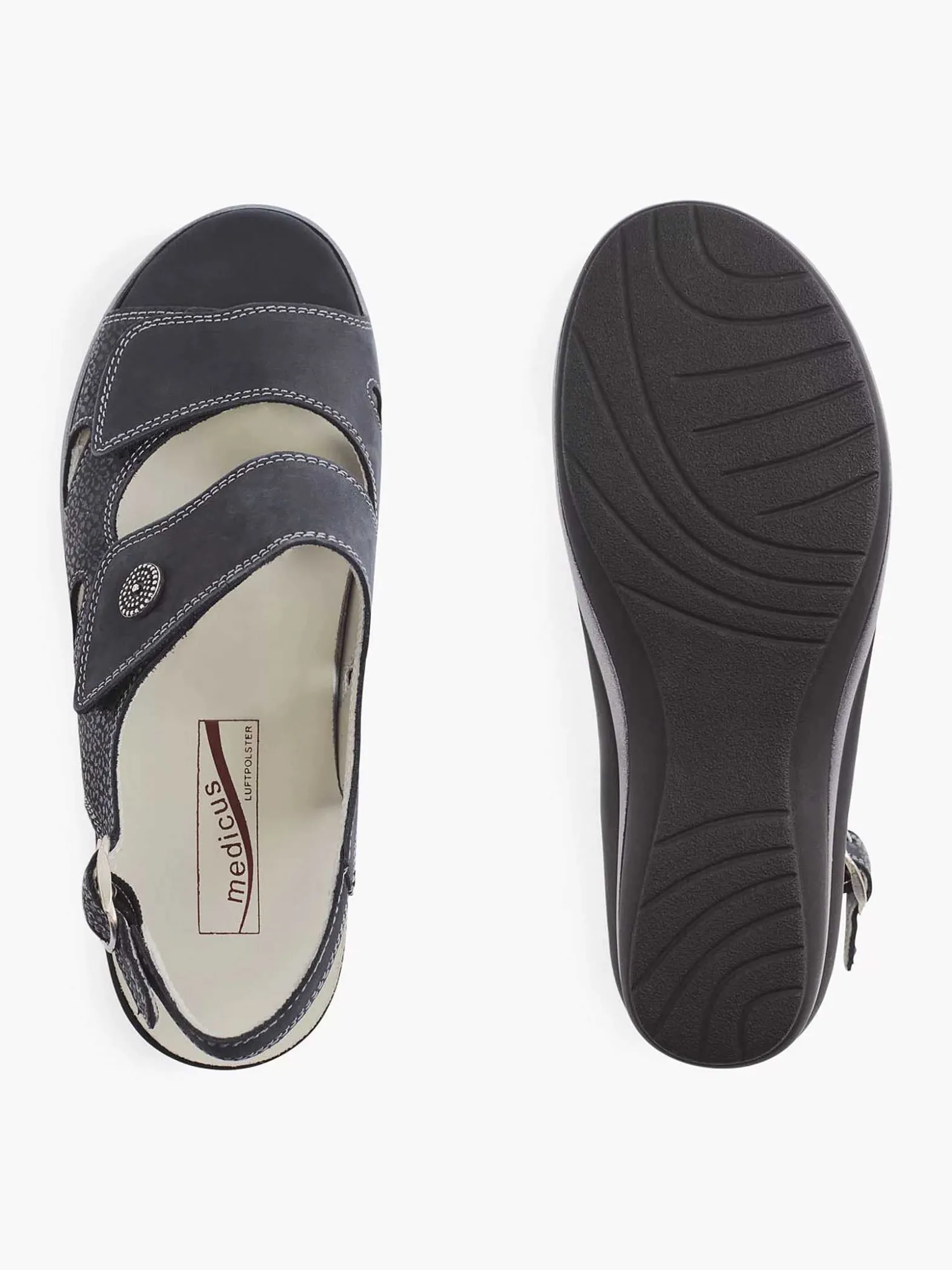 Medicus Donkerblauwe Leren Sandaal-Dames Comfort Schoenen