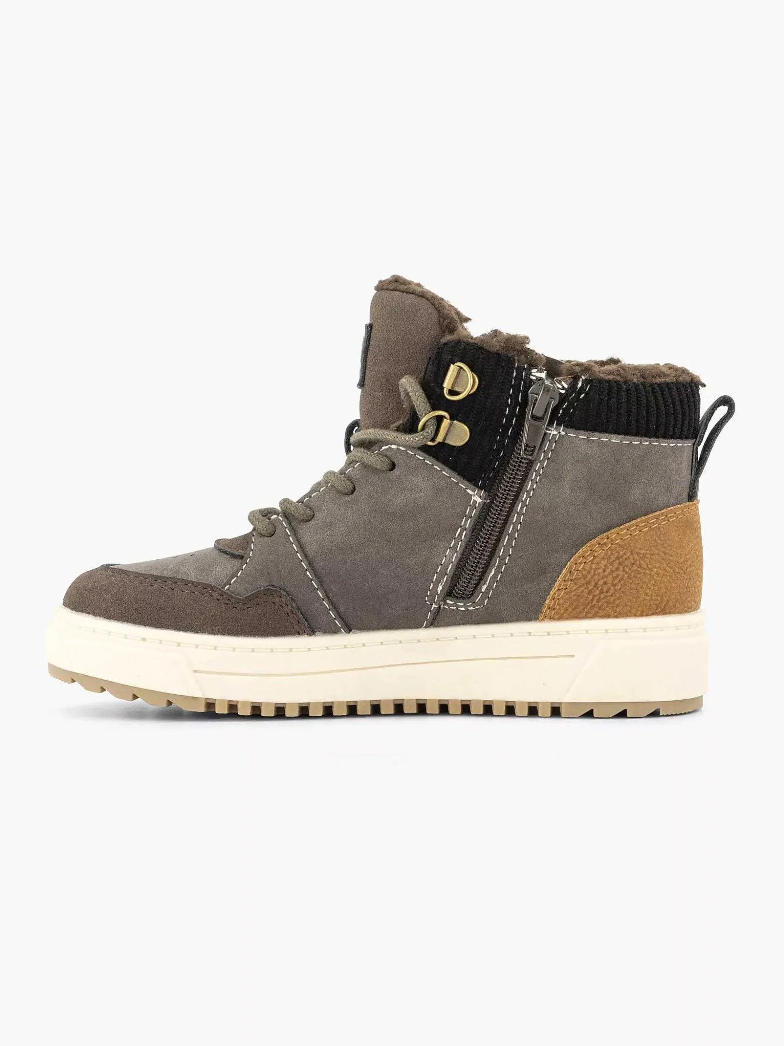 Vty Donkerbruine Hoge Sneaker-Kinderen Jongensschoenen