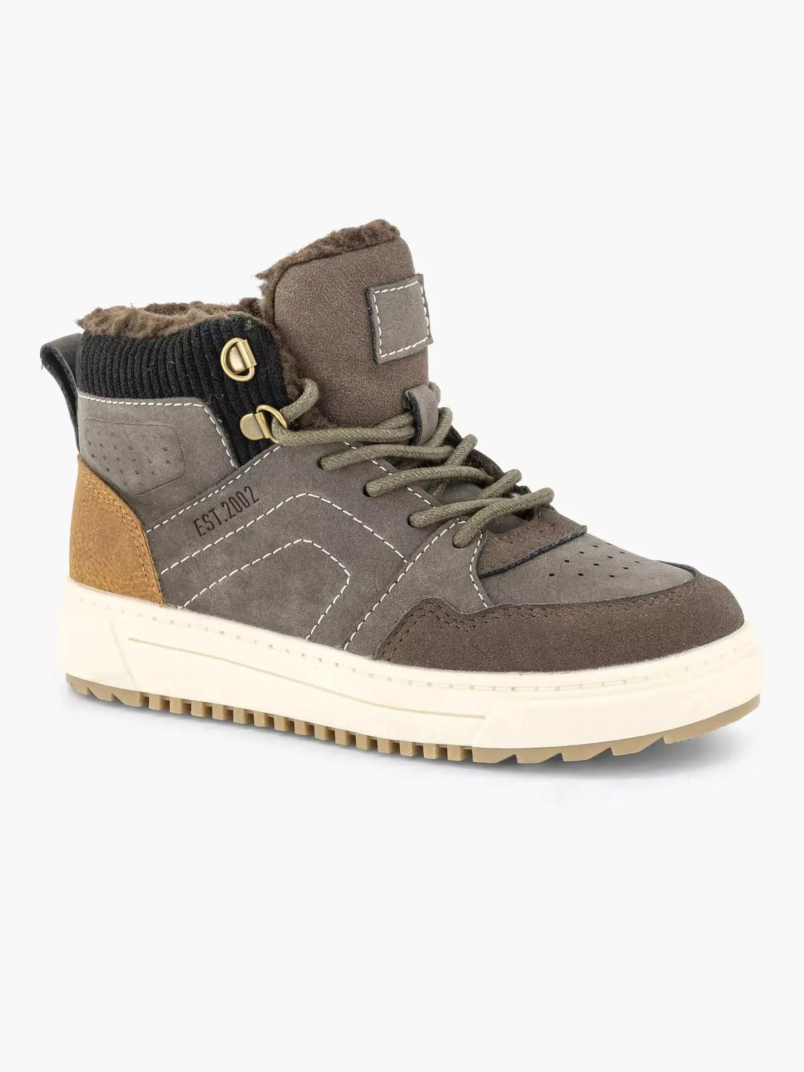 Vty Donkerbruine Hoge Sneaker-Kinderen Jongensschoenen