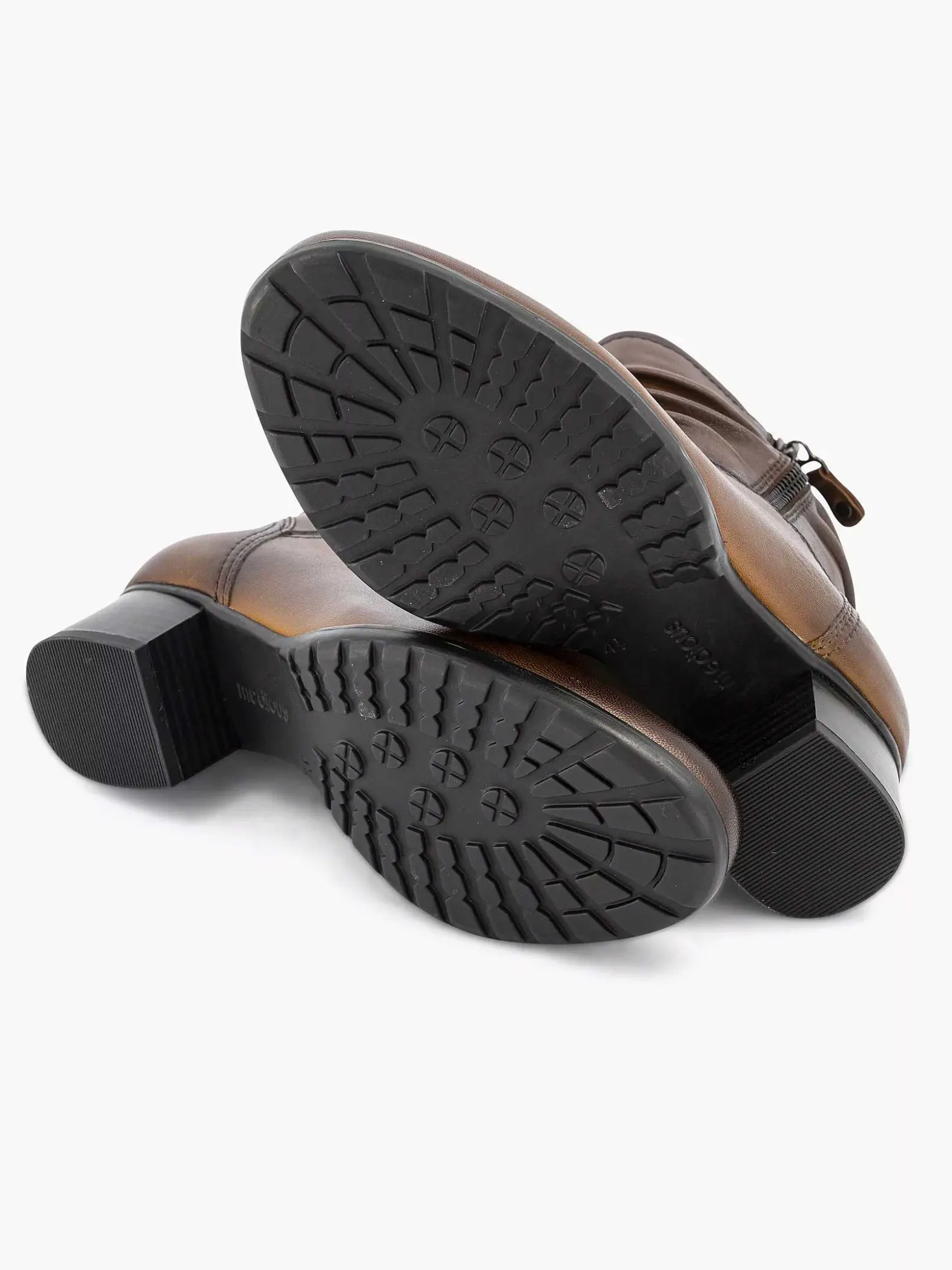 Medicus Donkerbruine Leren Comfort Enkellaars Hak-Dames Enkellaarzen & Boots