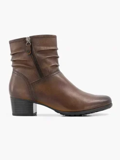 Medicus Donkerbruine Leren Comfort Enkellaars Hak-Dames Enkellaarzen & Boots