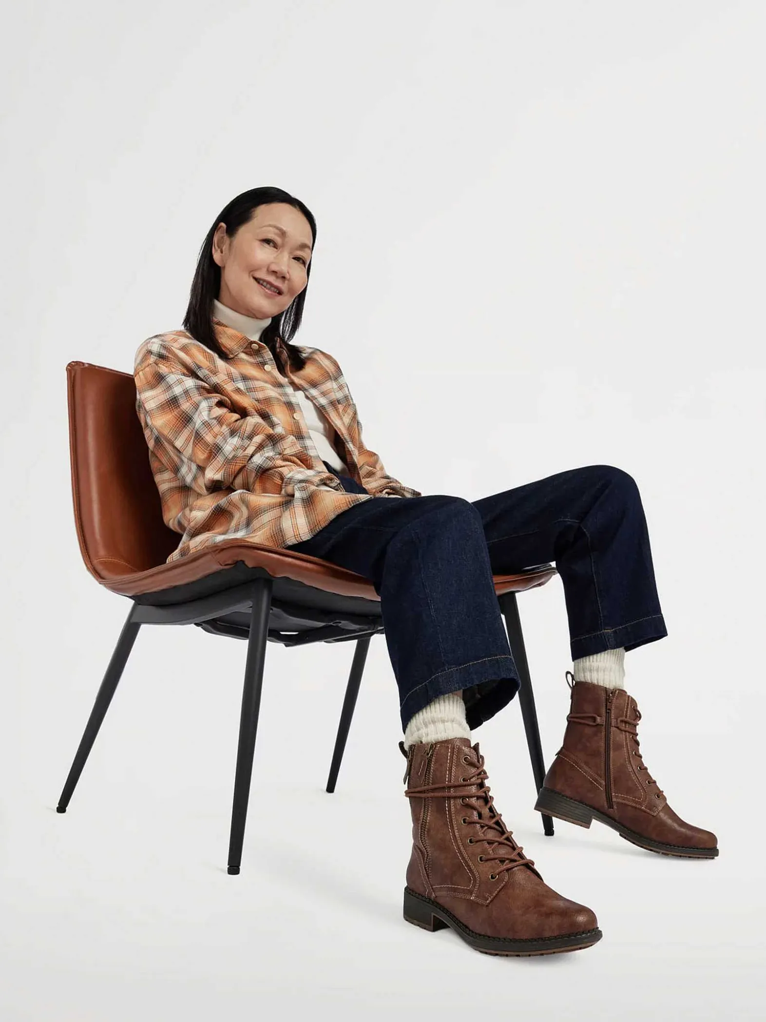 Easy Street Donkerbruine Veterboot-Dames Enkellaarzen & Boots
