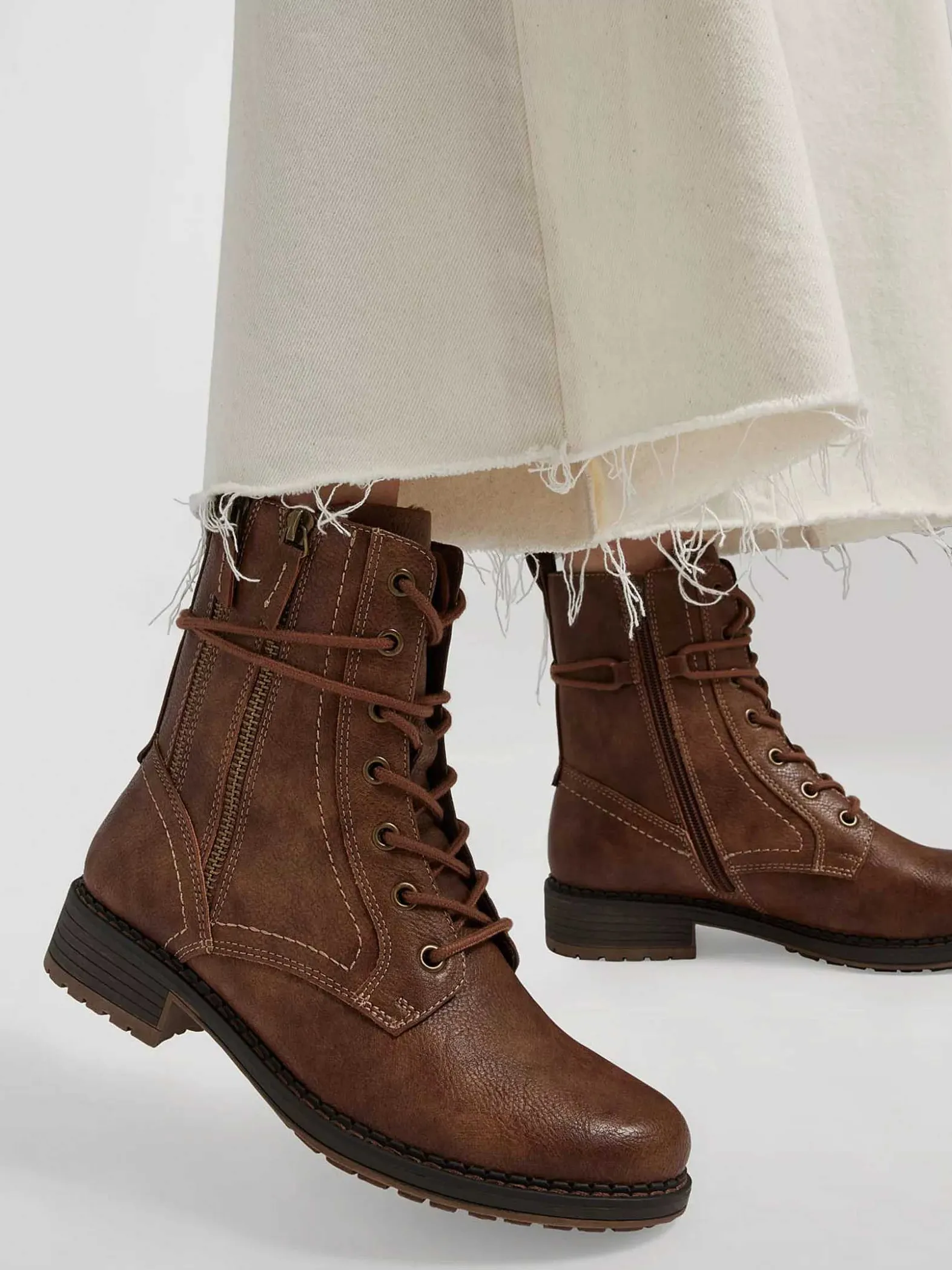 Easy Street Donkerbruine Veterboot-Dames Enkellaarzen & Boots