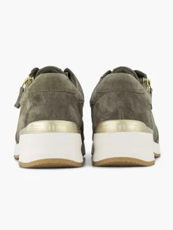 Medicus Donkergroene Leren Comfort Sneaker-Dames Comfort Schoenen
