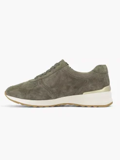 Medicus Donkergroene Leren Comfort Sneaker-Dames Comfort Schoenen