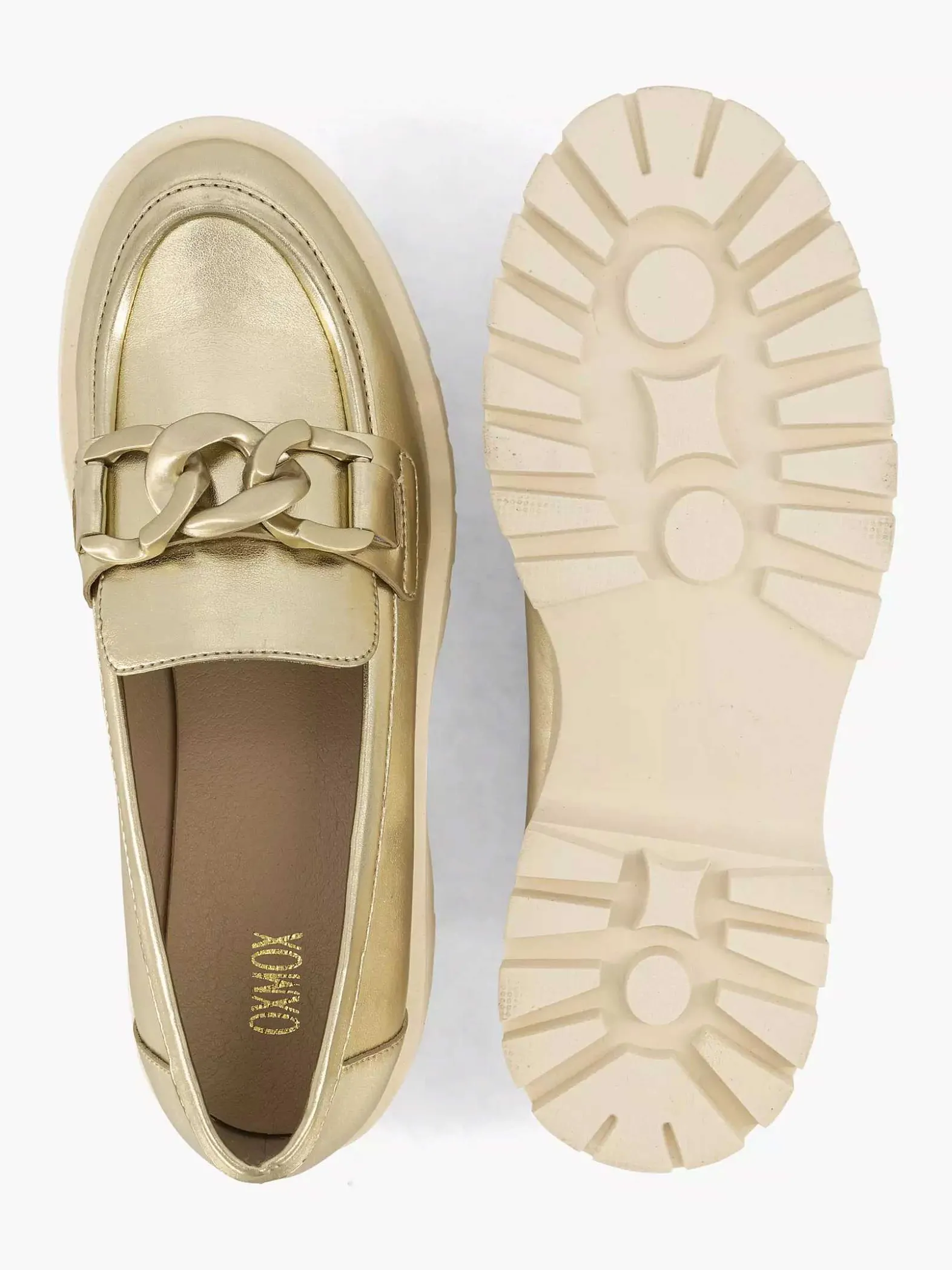 Oxmox Gouden Chunky Loafer-Dames Instappers