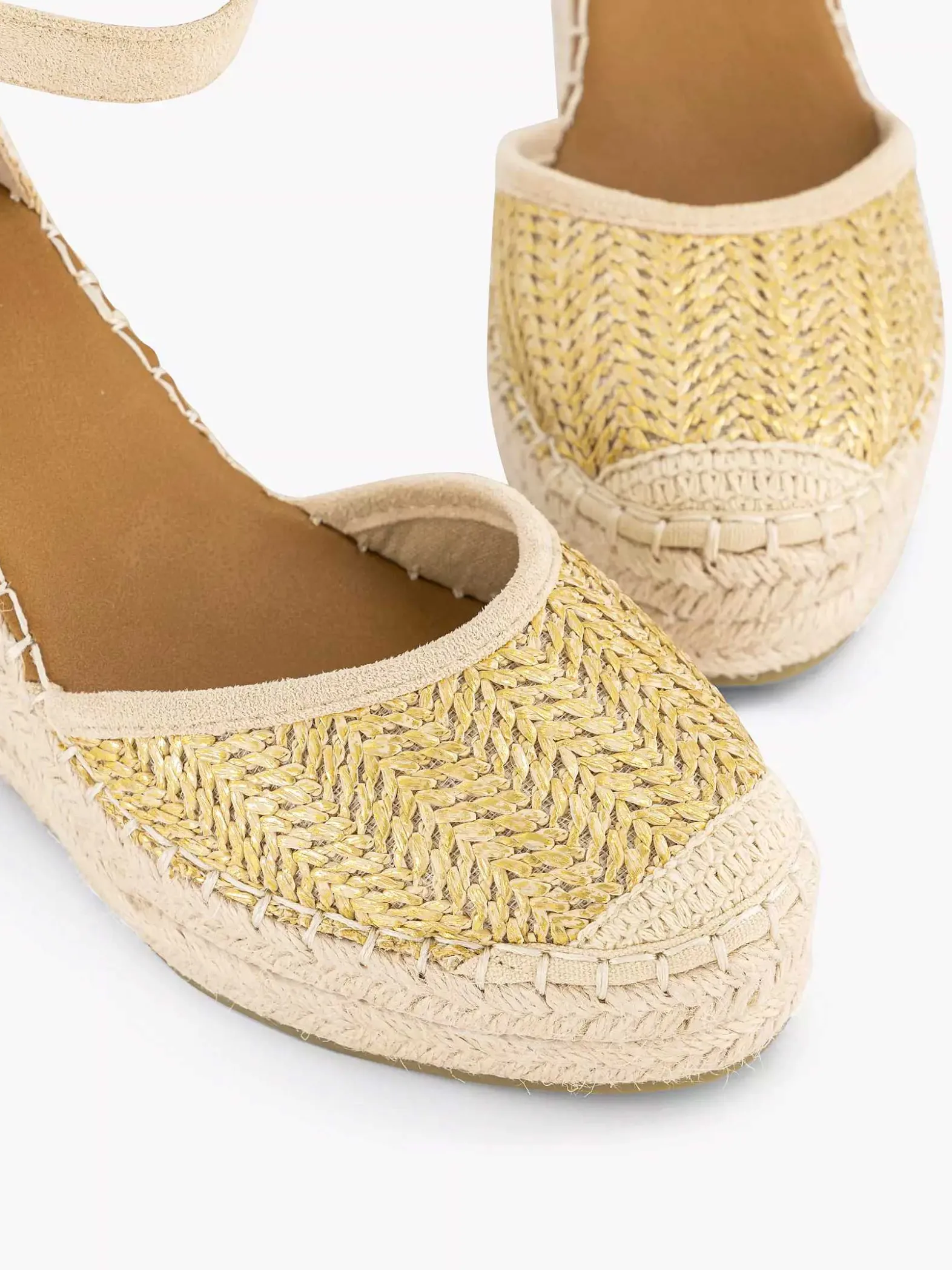 Graceland Gouden Espadrille Sleehak-Dames Hoge Hakken