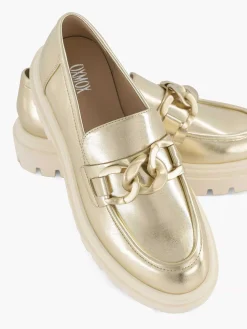Oxmox Gouden Metallic Chunky Loafer-Dames Instappers