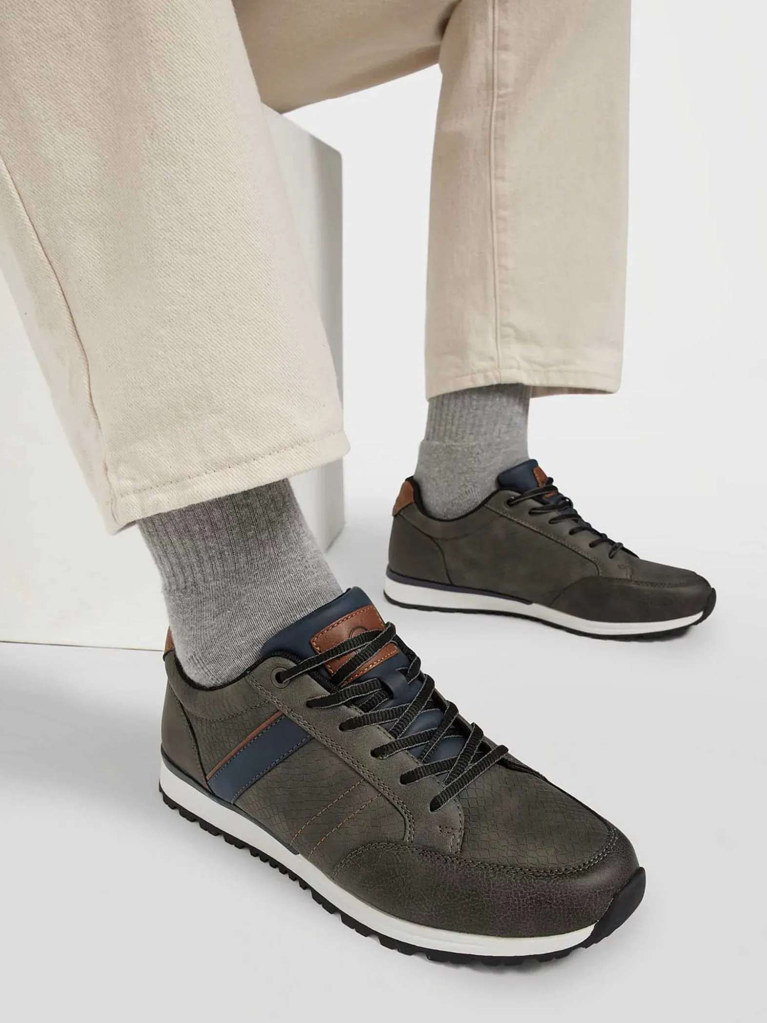 Memphis One Grijze Chunky Sneaker-Heren Sneakers