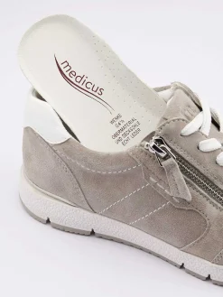 Medicus Grijze Leren Comfort Sneaker-Dames Comfort Schoenen