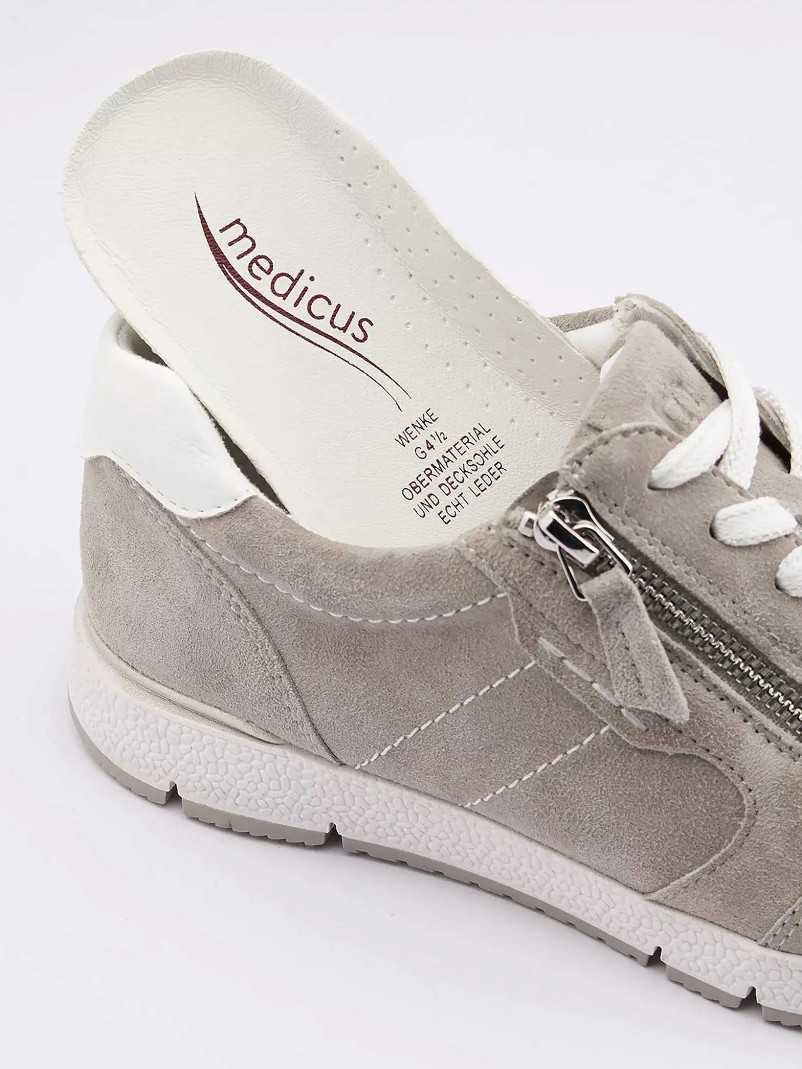 Medicus Grijze Leren Comfort Sneaker-Dames Comfort Schoenen