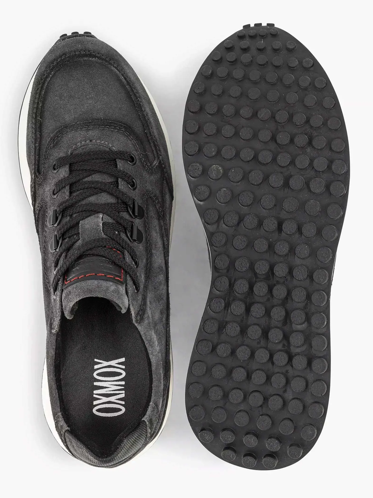 Oxmox Grijze Leren Sneaker-Heren Sneakers