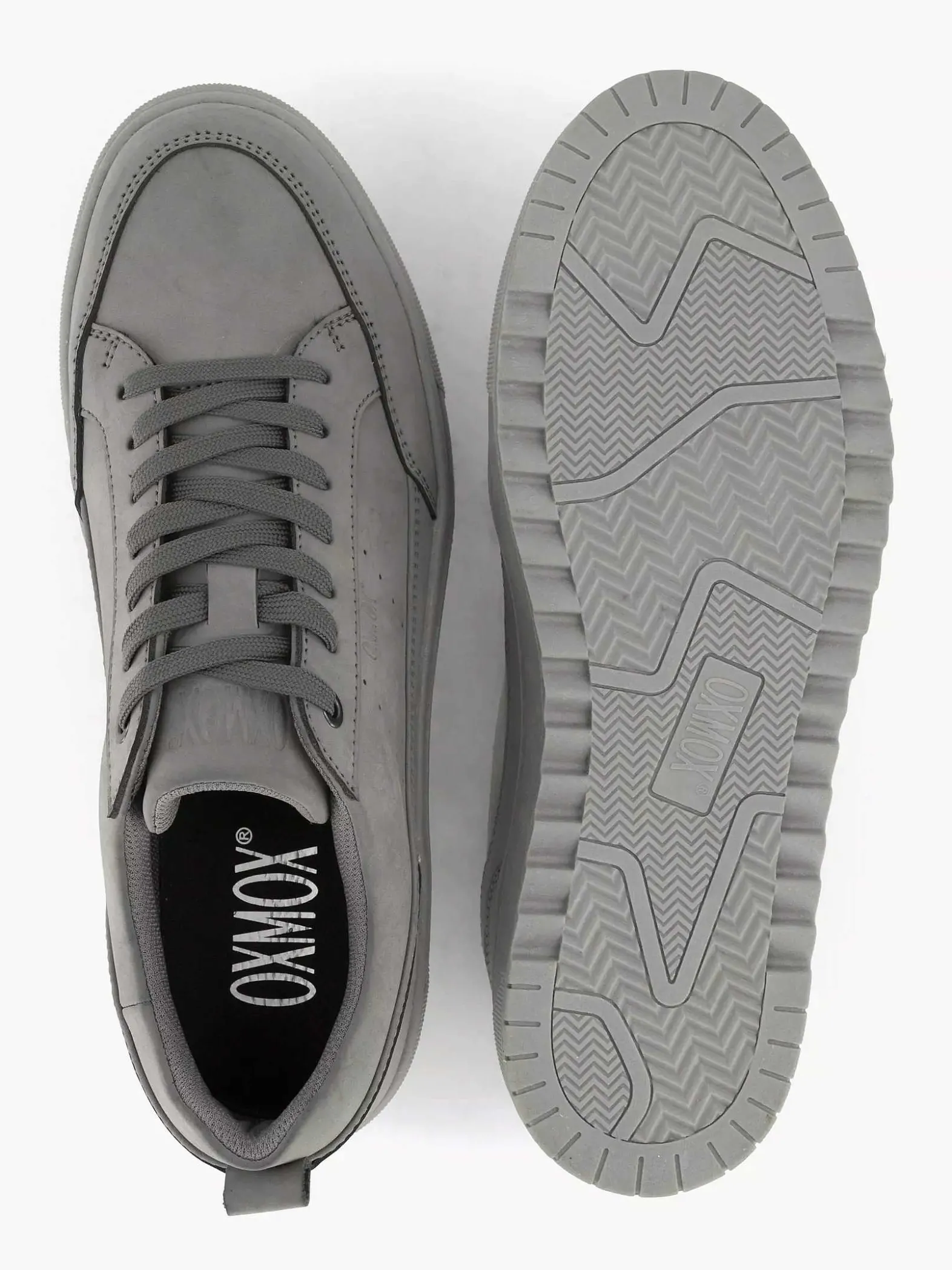 Oxmox Grijze Leren Sneaker-Heren Sneakers