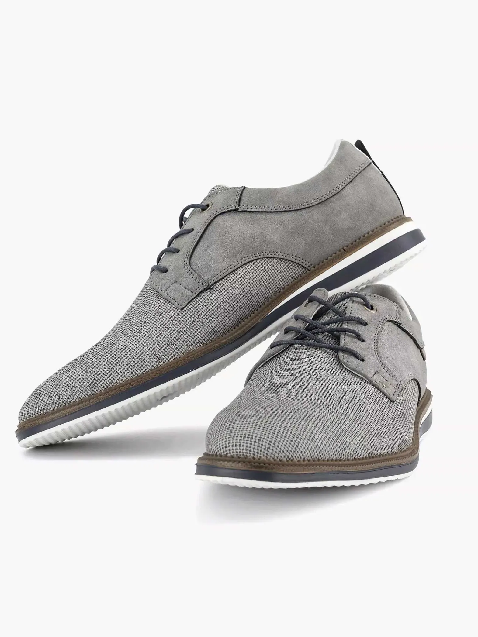 AM SHOE Grijze Veterschoen-Heren Geklede Schoenen