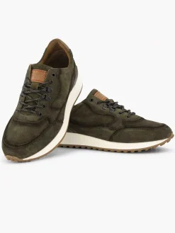 Oxmox Groene Leren Chunky Sneaker-Heren Sneakers