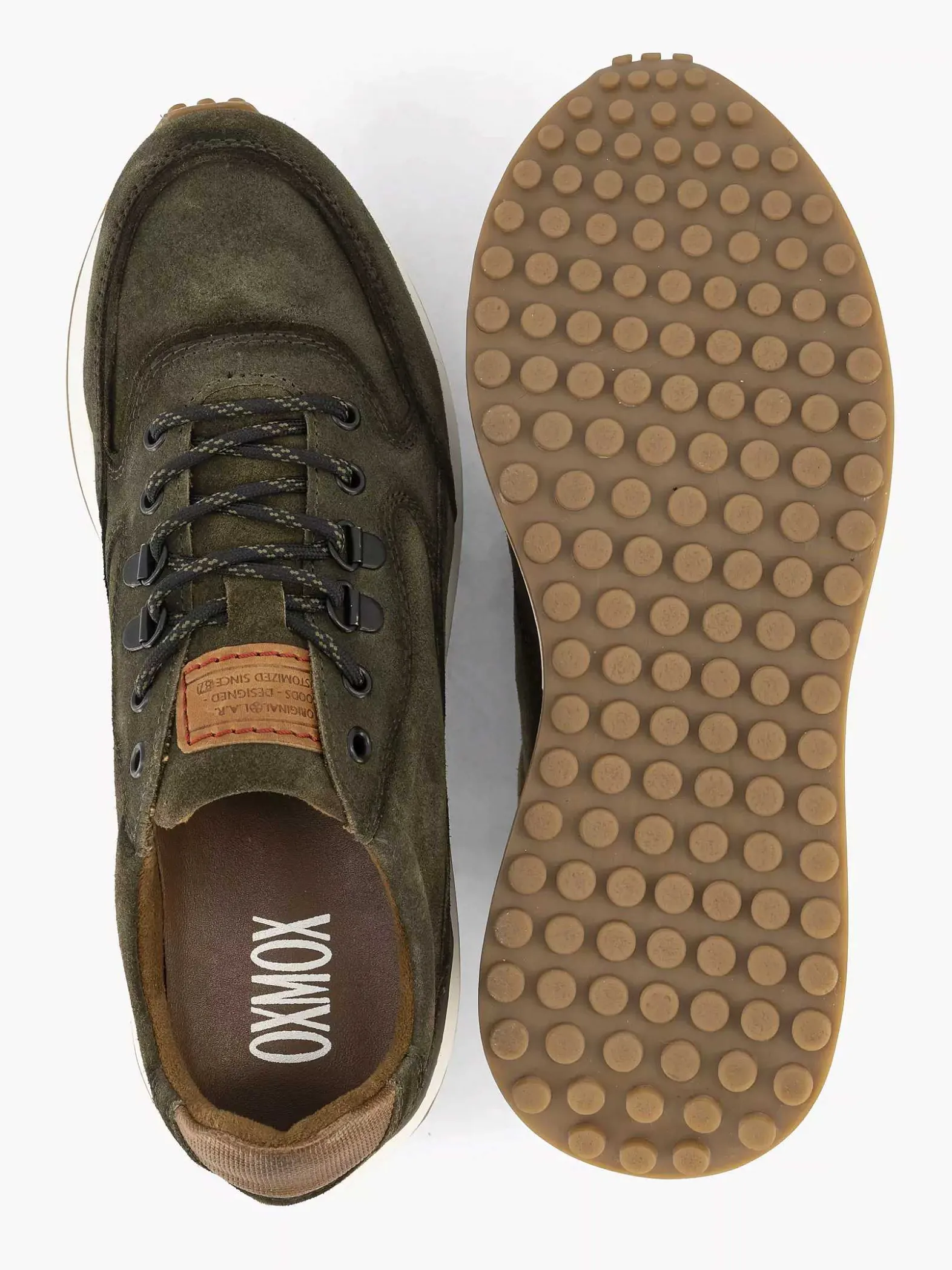 Oxmox Groene Leren Chunky Sneaker-Heren Sneakers