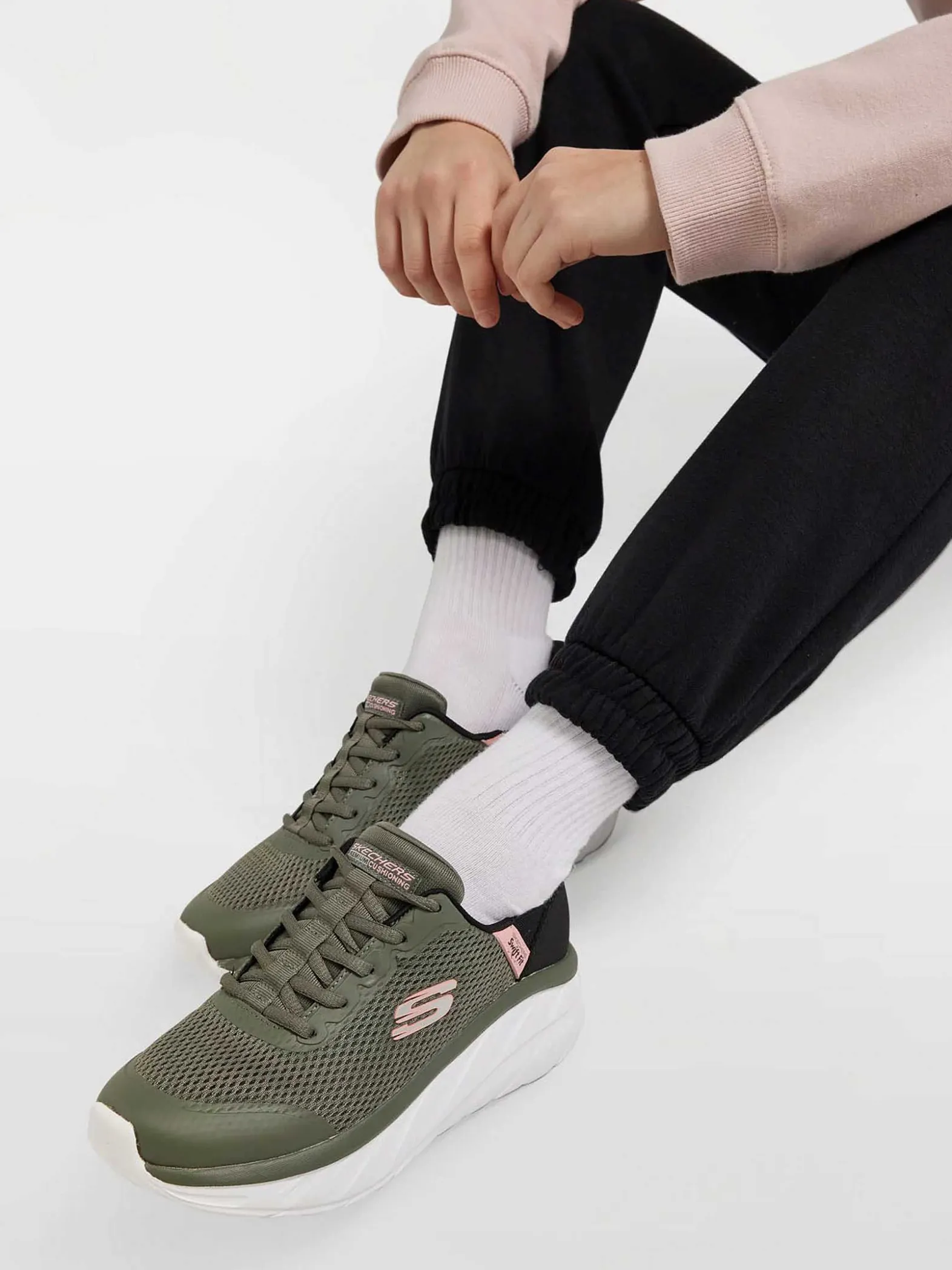 Skechers Groene Sneaker Swift Fit - Hands Free Premium Cushioning-Dames Sneakers