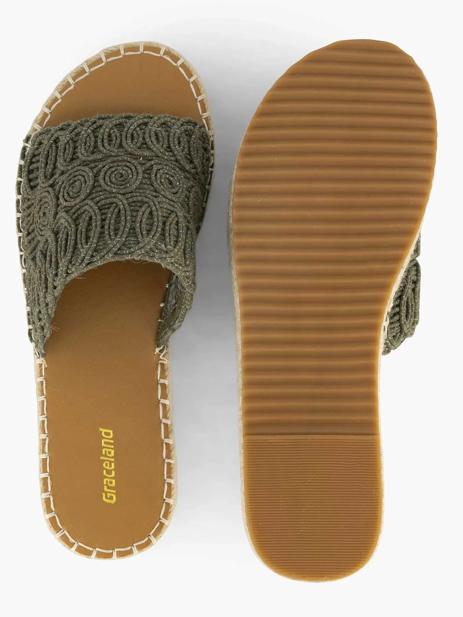 Graceland Khaki Platform Slipper-Dames Slippers