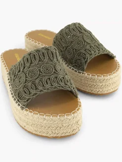 Graceland Khaki Platform Slipper-Dames Slippers