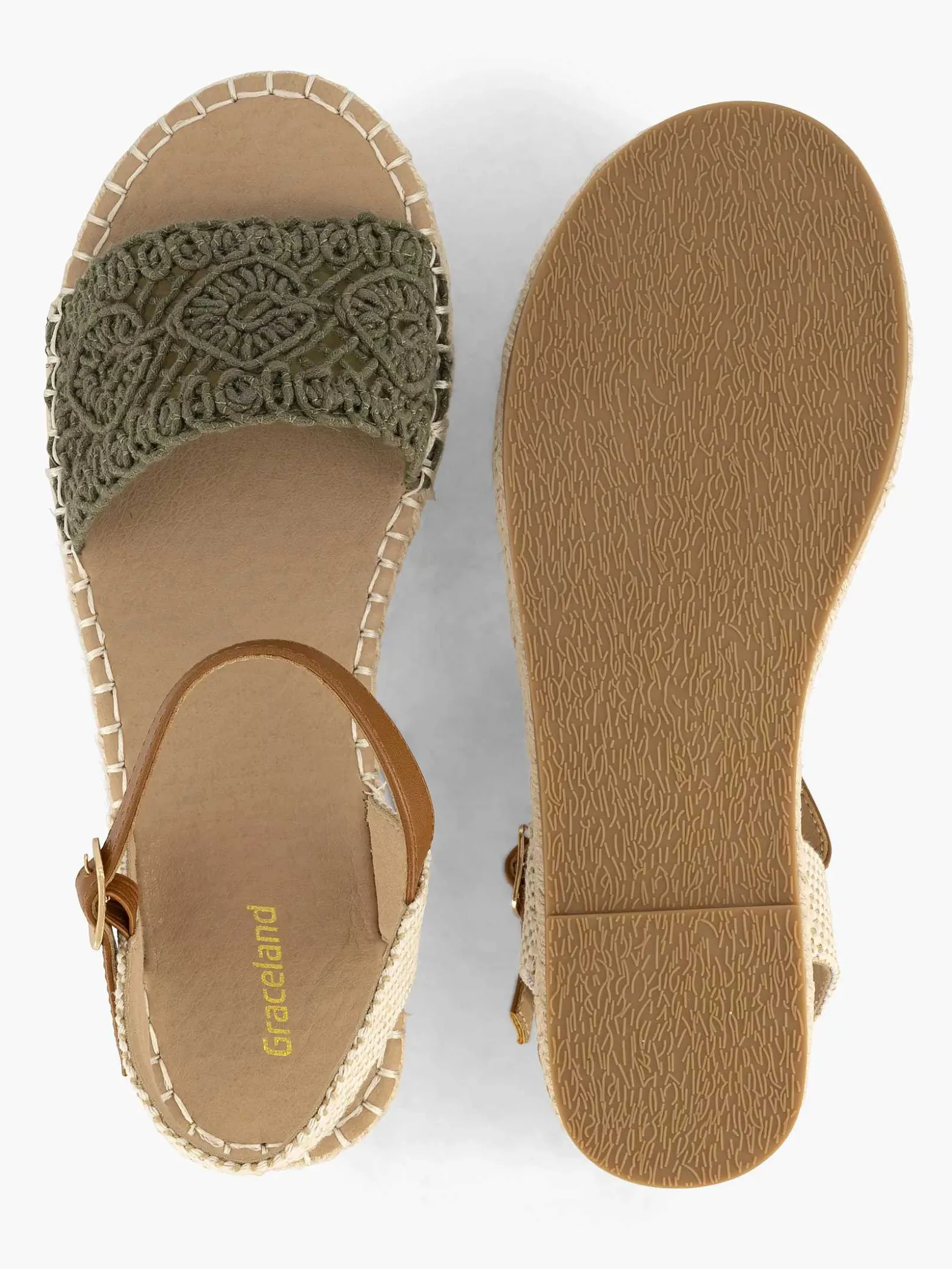 Graceland Khaki Sandaal-Dames Sandalen