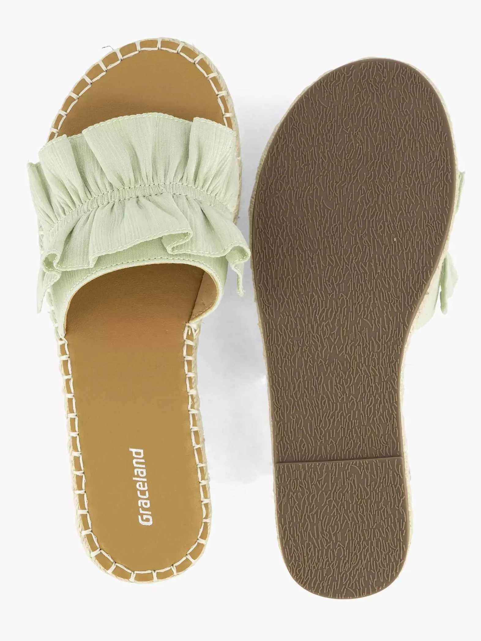 Graceland Lichtgroene Slipper Roesjes-Dames Slippers