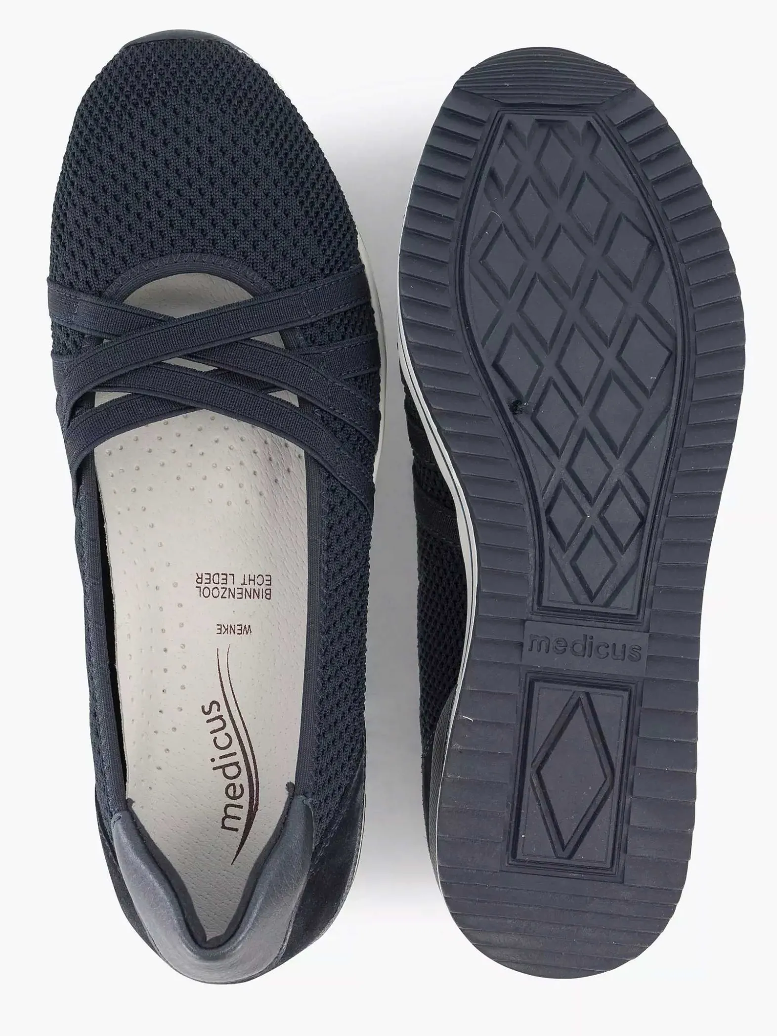 Medicus Marineblauwe Comfort Instapper-Dames Comfort Schoenen