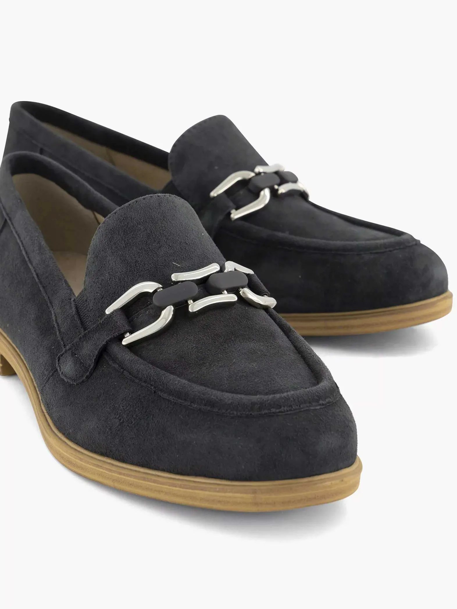 Medicus Marineblauwe Leren Instapper-Dames Comfort Schoenen