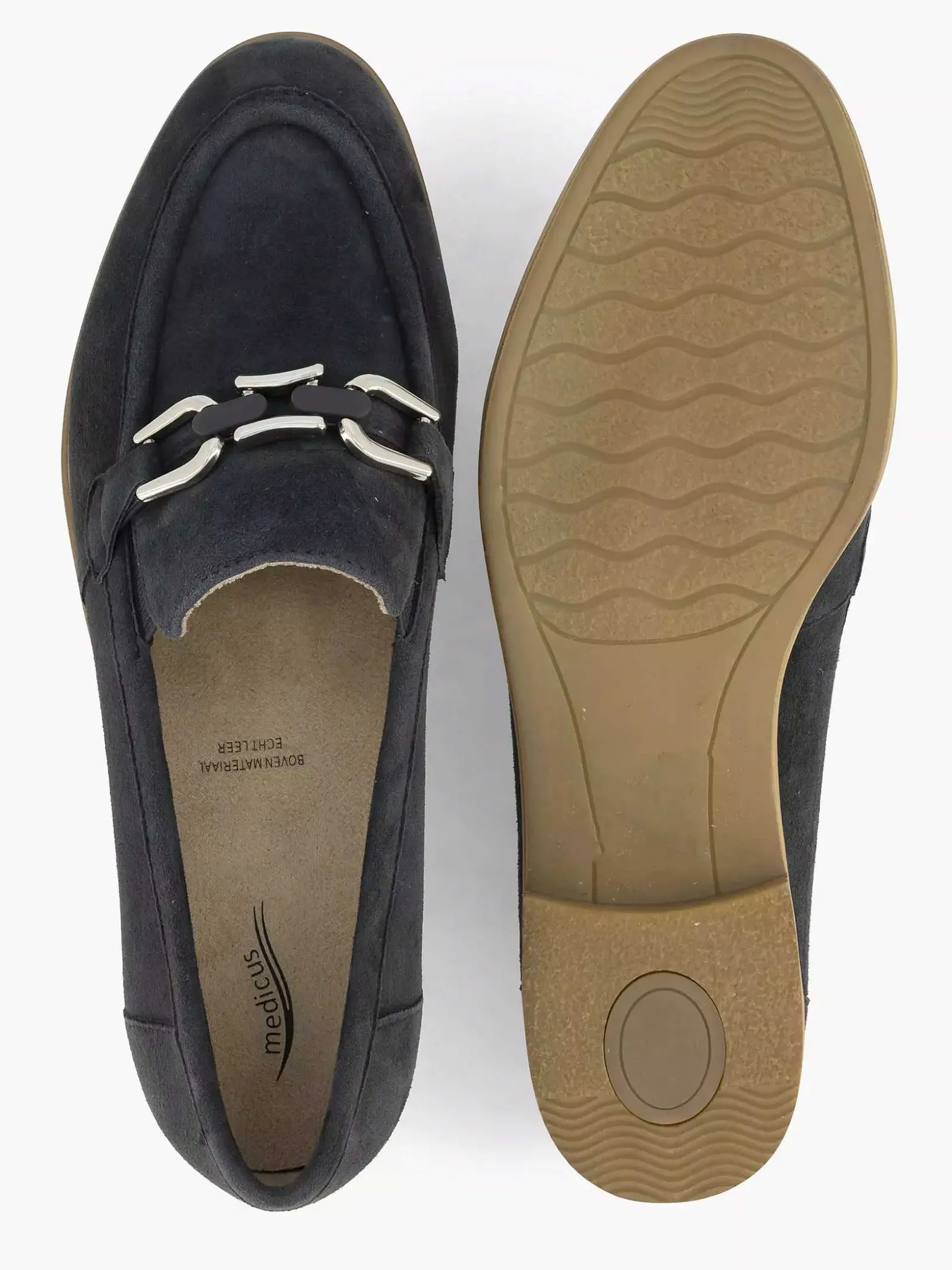 Medicus Marineblauwe Leren Instapper-Dames Comfort Schoenen
