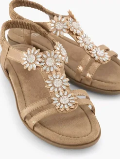 Easy Street Rosegouden Comfort Sandaal Steentjes-Dames Comfort Schoenen