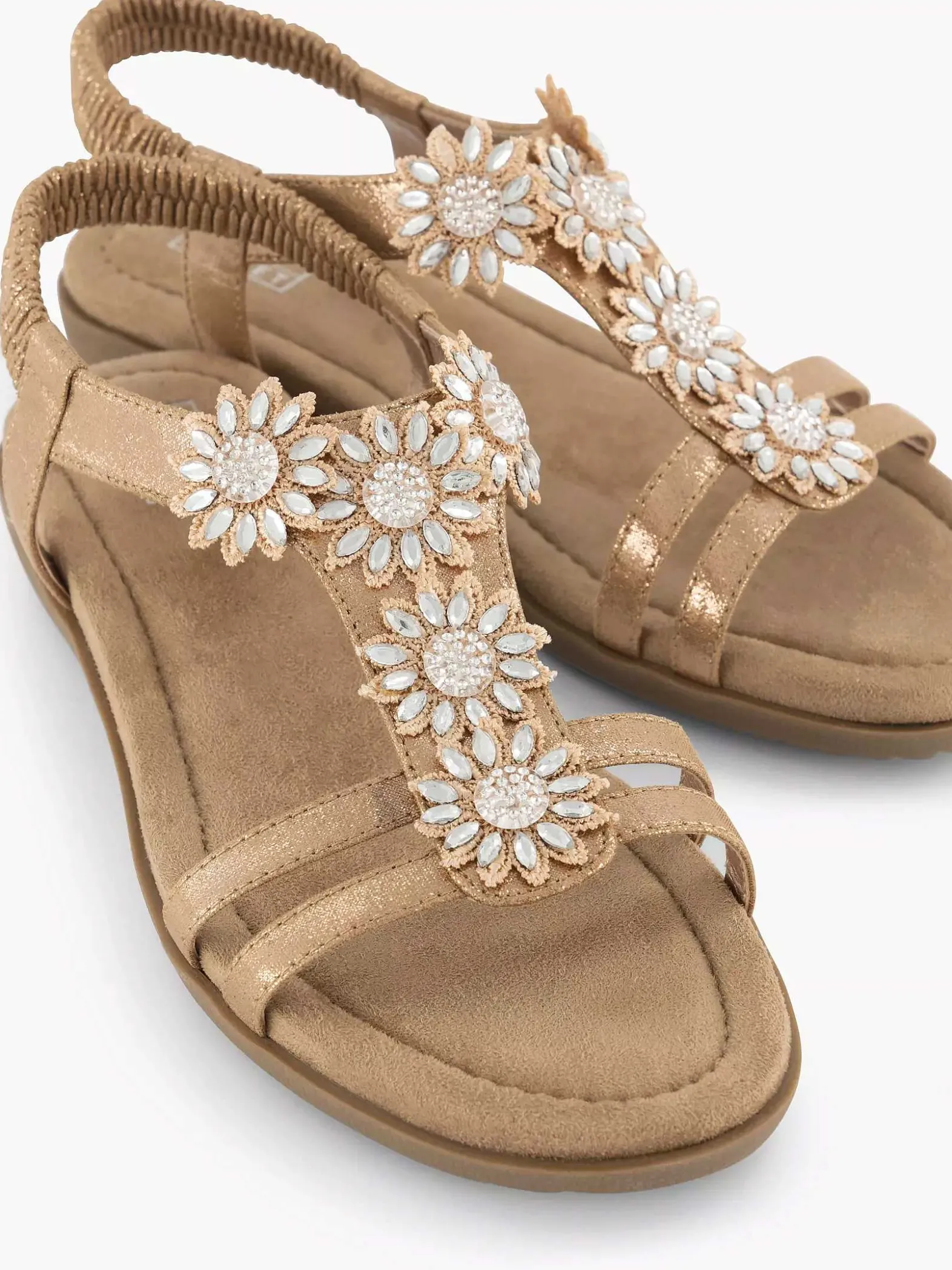 Easy Street Rosegouden Comfort Sandaal Steentjes-Dames Comfort Schoenen
