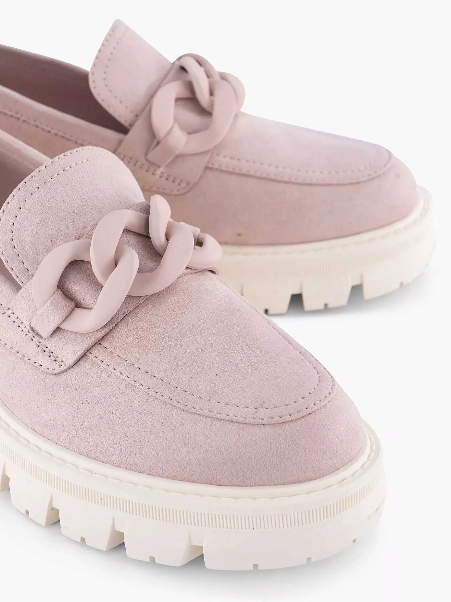 Oxmox Roze Chunky Loafer Sierketting-Dames Instappers