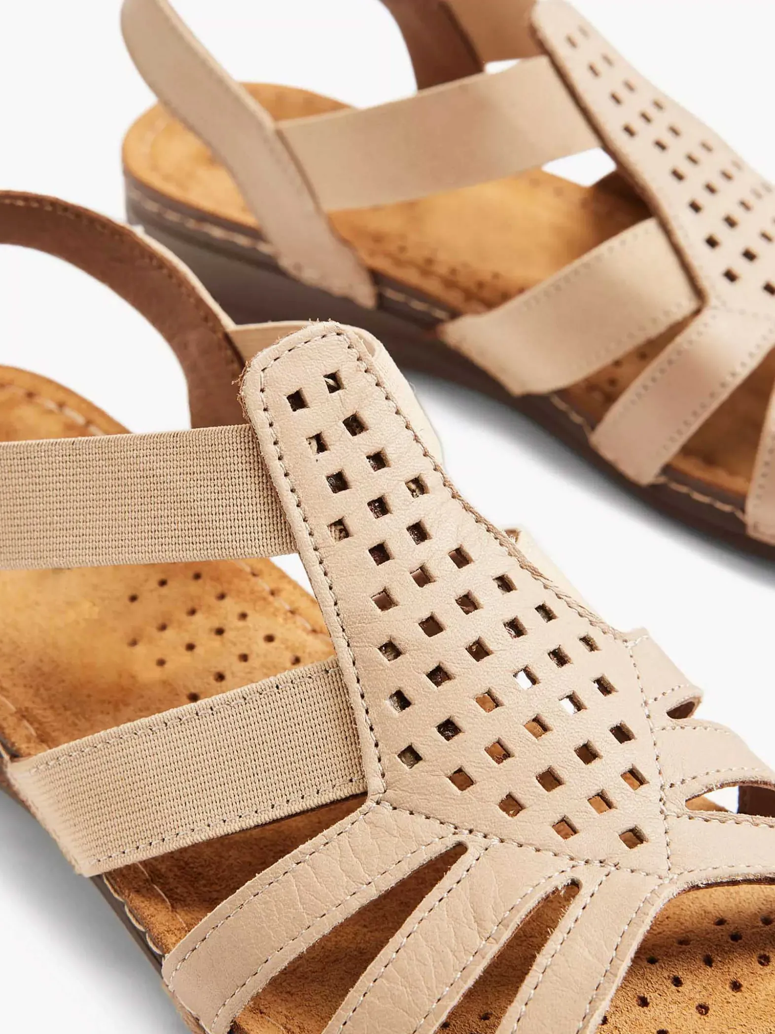 Easy Street Taupe Leren Sandaal-Dames Comfort Schoenen