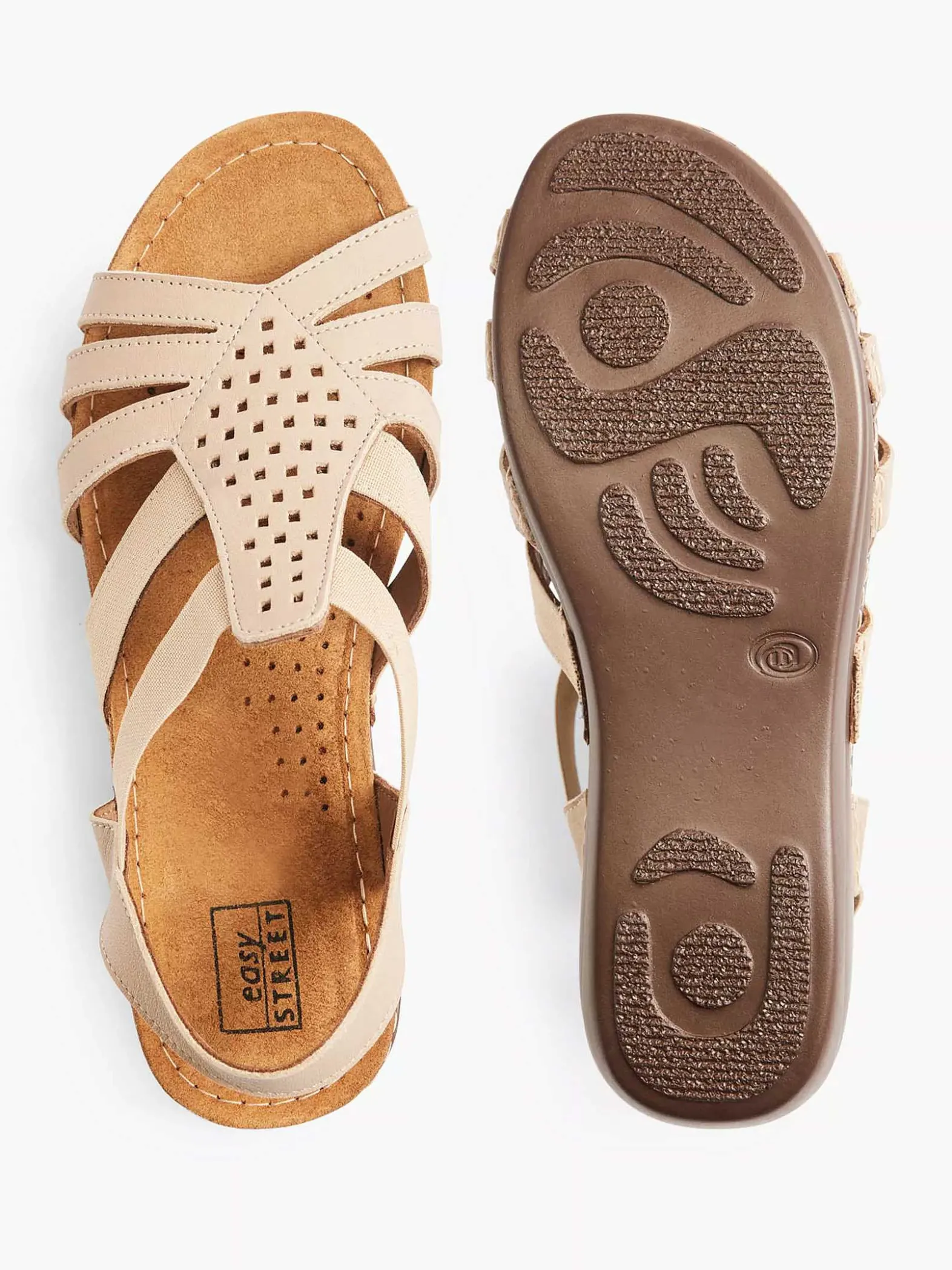 Easy Street Taupe Leren Sandaal-Dames Comfort Schoenen