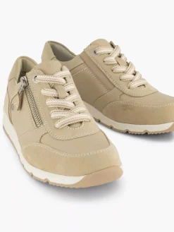 Medicus Taupe Leren Sneaker-Dames Comfort Schoenen