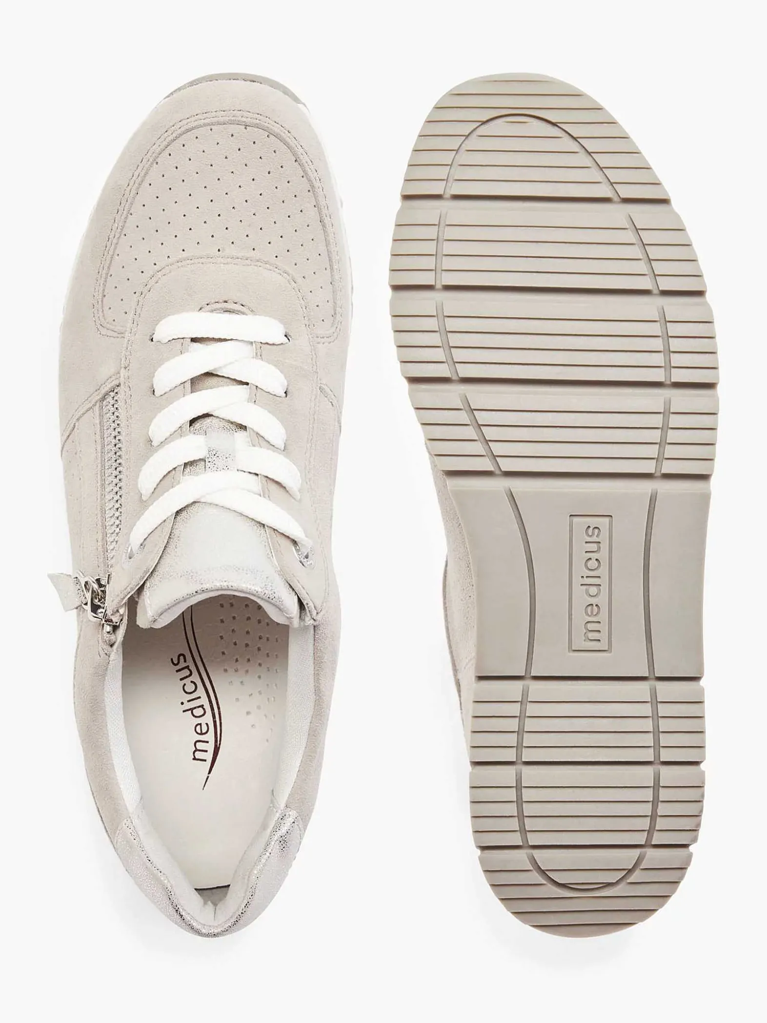Medicus Taupe Leren Sneaker-Dames Comfort Schoenen