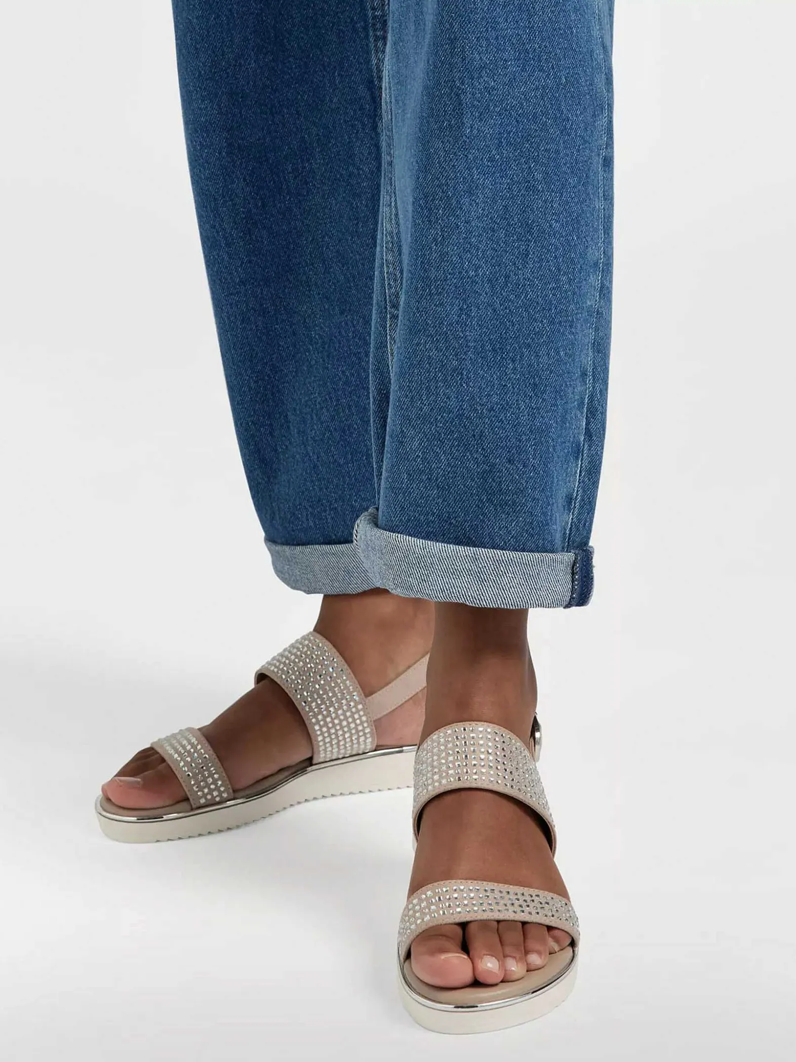Graceland Taupe Sandaal Sierketting-Dames Sandalen