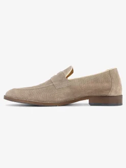 AM SHOE Taupe Suede Instapper-Heren Instappers