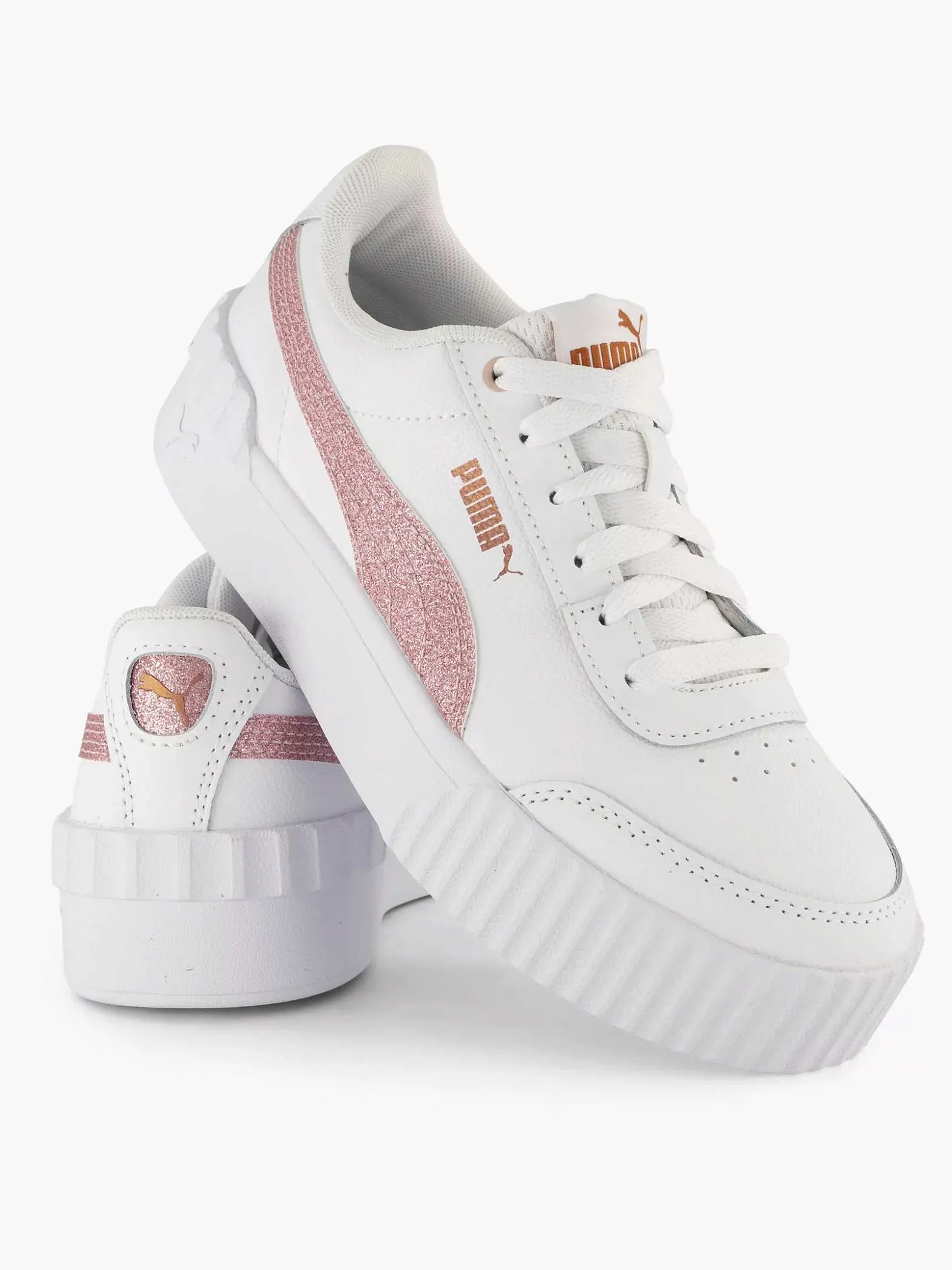 Puma Witte Carina Lift Glitz Jr-Kinderen Jongensschoenen