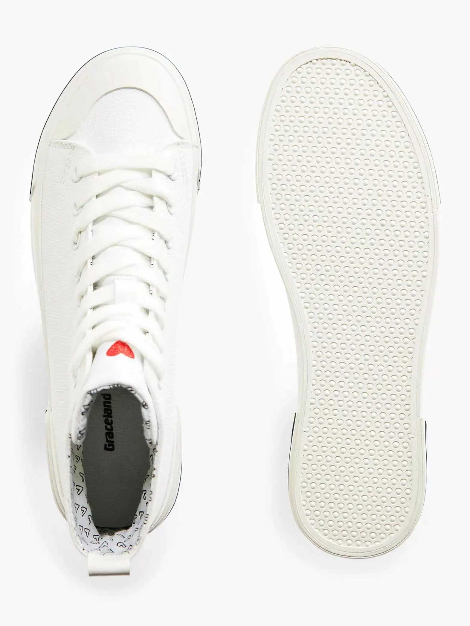 Graceland Witte Hoge Canvas Sneaker Hartje-Dames Sneakers