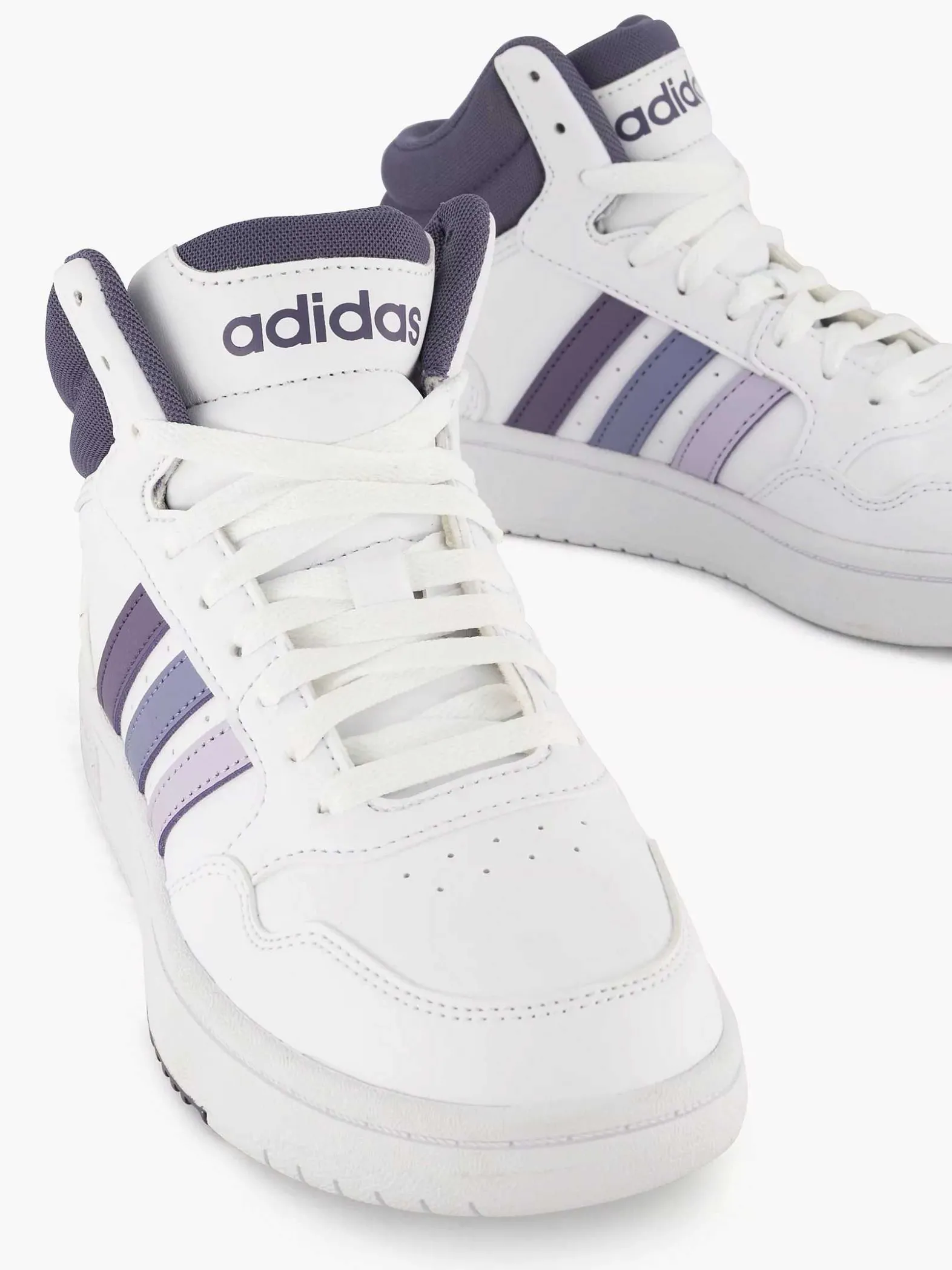 adidas Witte Hoops 3.0 Mid-Dames Sneakers