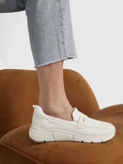 Medicus Witte Leren Comfort Instapper-Dames Comfort Schoenen