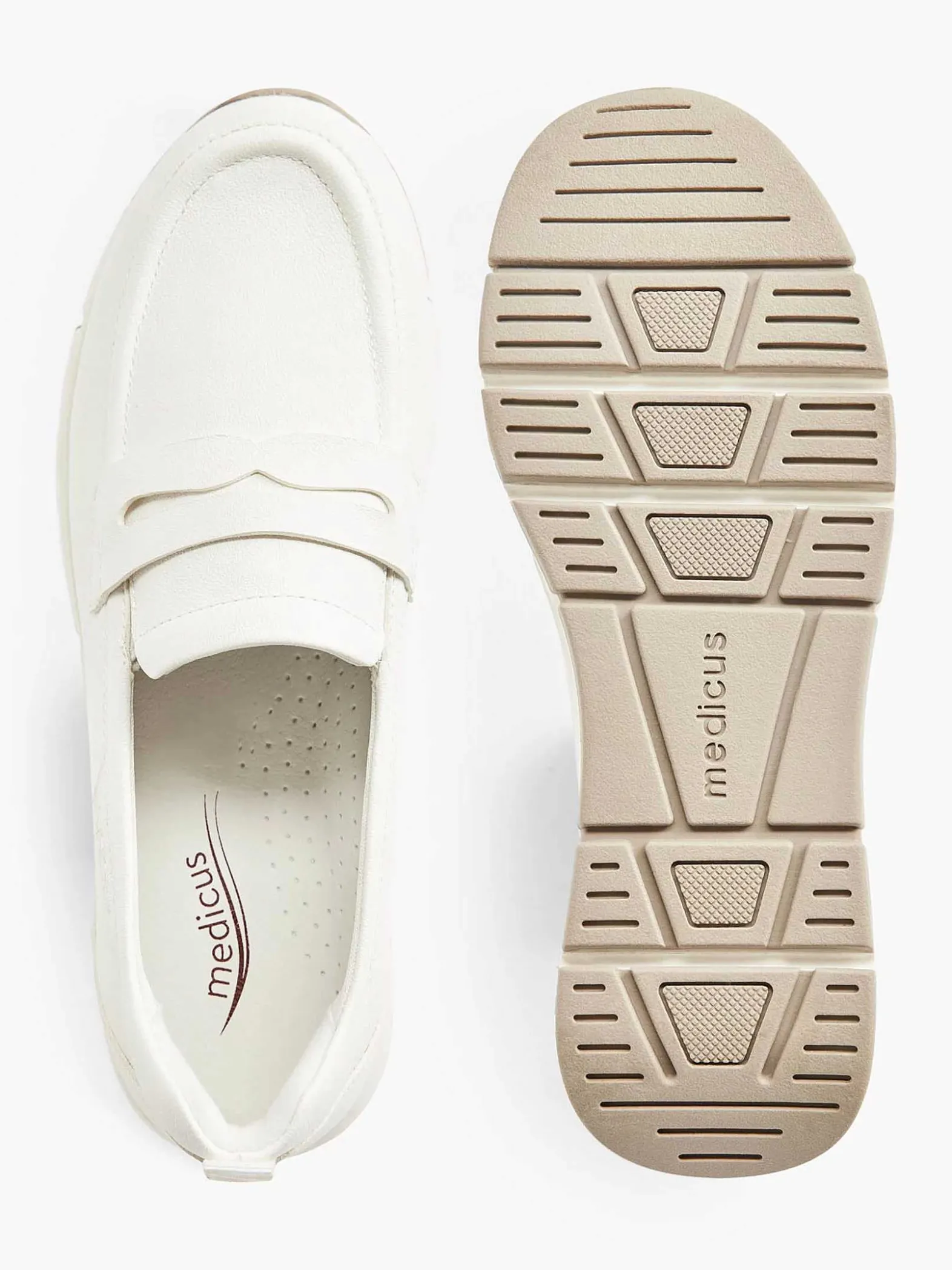 Medicus Witte Leren Comfort Instapper-Dames Comfort Schoenen