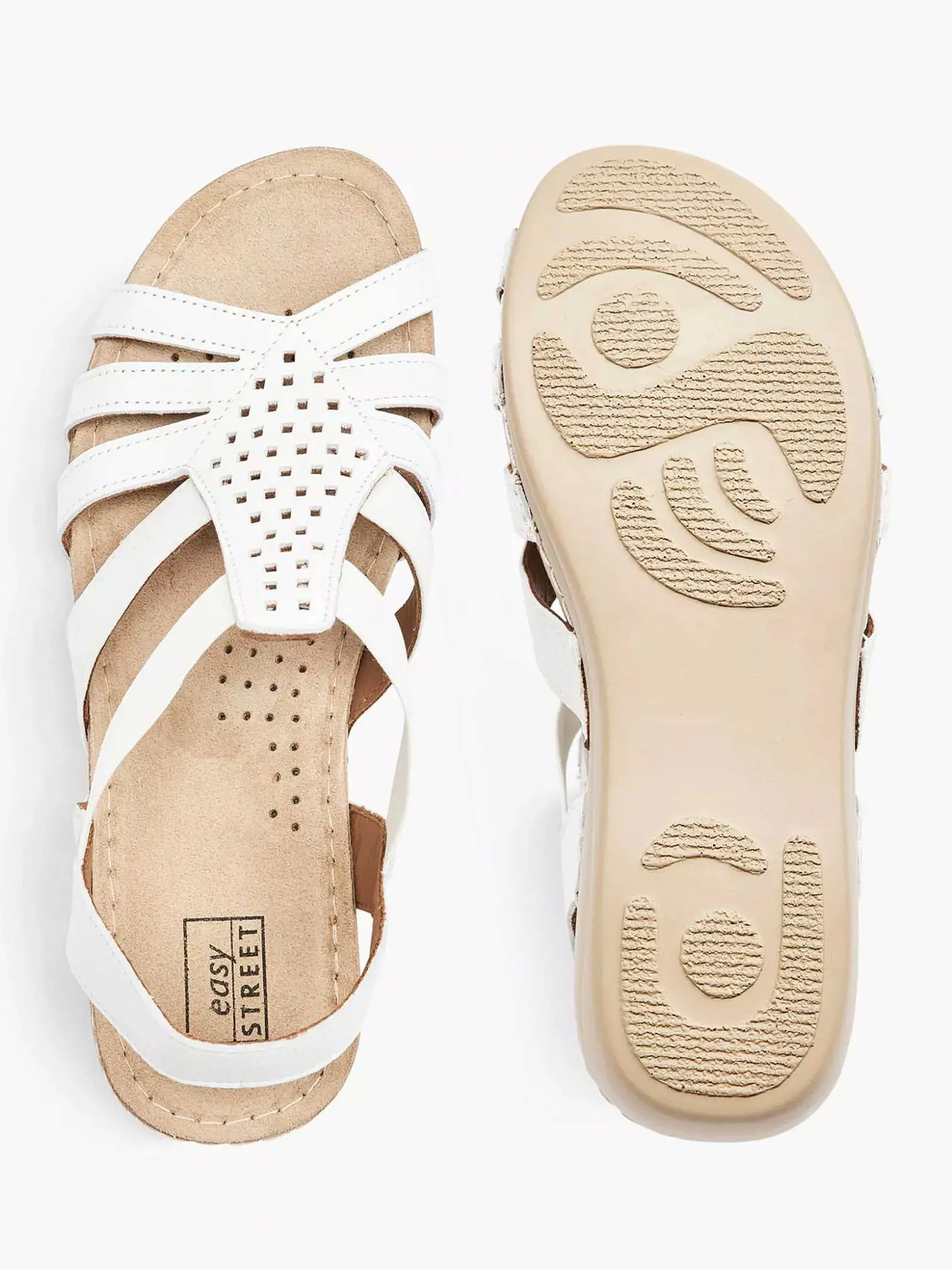 Easy Street Witte Leren Sandaal-Dames Comfort Schoenen