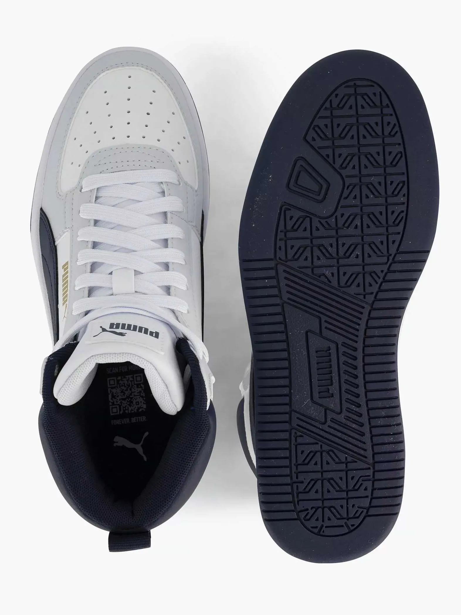 Puma Witte Caven 2.0 Mid Jr-Kinderen Jongensschoenen